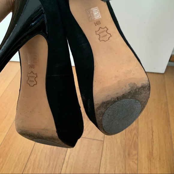 BROWNS | Suede Platform Peep Toe Pump Sz US 8 - Picture 5 of 6